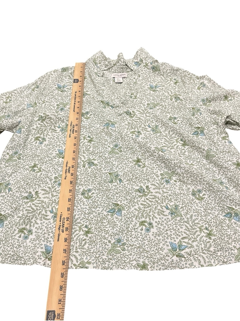 Laura Ashley Cottagecore Blue Green Floral Top 2X Romantic Prairie Blouse - Picture 8 of 9